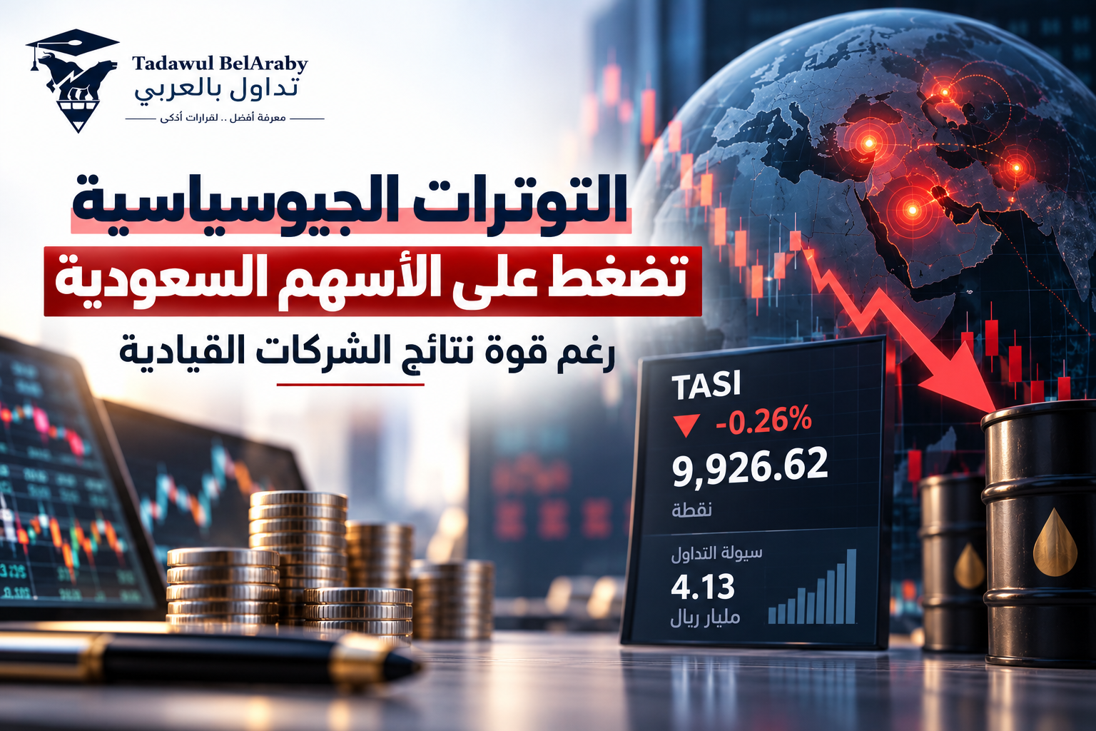 📉 التوترات الجيوسياسية تضغط على الأسهم السعودية رغم قوة نتائج الشركات القيادية